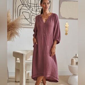 Ocean+Main Mauve Gauze Maxi Dress (1X)